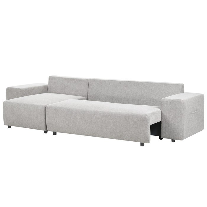 Beliani-LUSPA-Hoekbank met opbergruimte-Lichtgrijs-Rechtszijdig-Stof