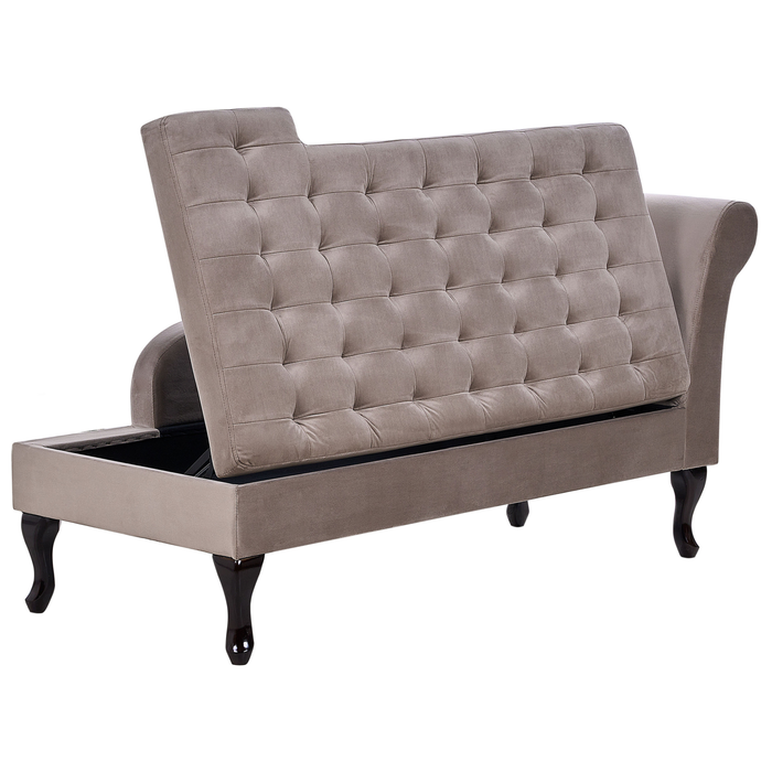 Beliani - PESSAC - Chaise longue - Taupe - Rechterzijde - Fluweel