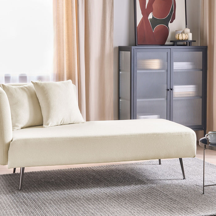 Beliani - RIOM - Chaise longue - Gebroken wit - Linkszijdig - Bouclé