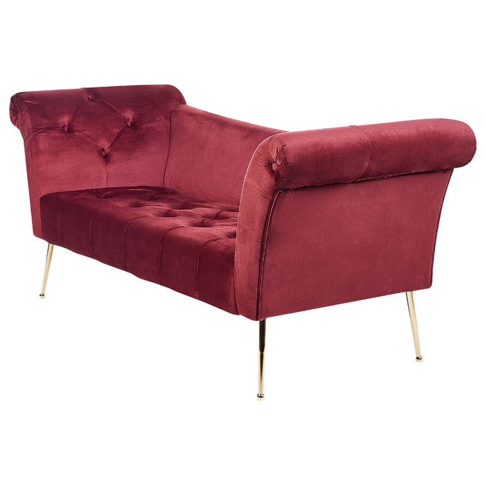 Beliani - NANTILLY - Chaise longue - Donkerrood - Fluweel