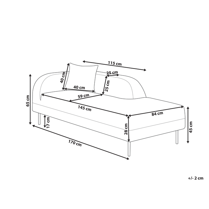 Beliani - LE CRAU - Chaise longue - Lichtgrijs - Linkszijdig - Stof