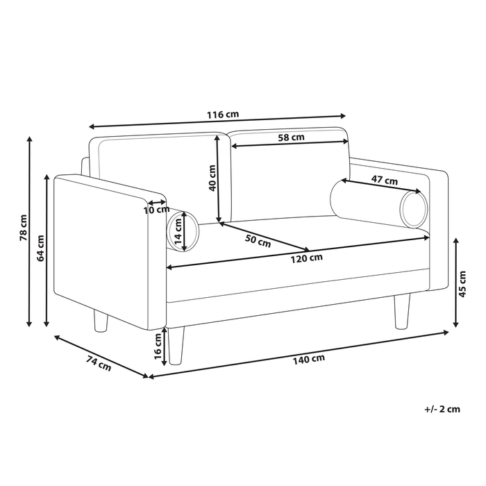Beliani - NURMO - Tweezitsbank - Goudbruin - Polyester