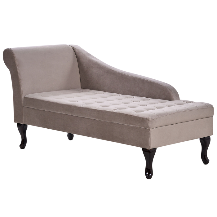 Beliani - PESSAC - Chaise longue - Taupe - Linkerzijde - Fluweel