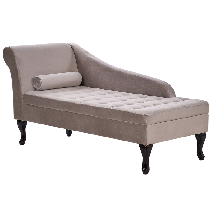 Beliani - PESSAC - Chaise longue - Taupe - Linkerzijde - Fluweel