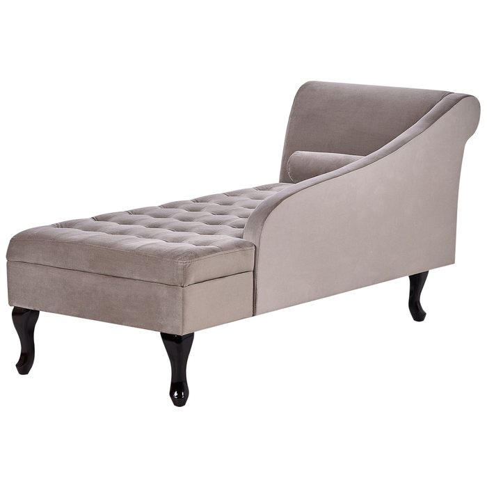 Beliani - PESSAC - Chaise longue - Taupe - Linkerzijde - Fluweel