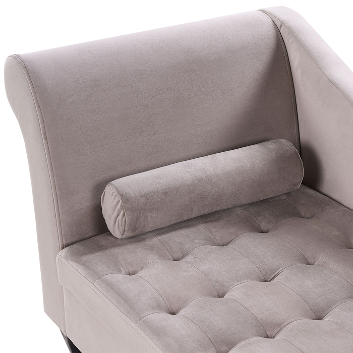 Beliani - PESSAC - Chaise longue - Taupe - Linkerzijde - Fluweel