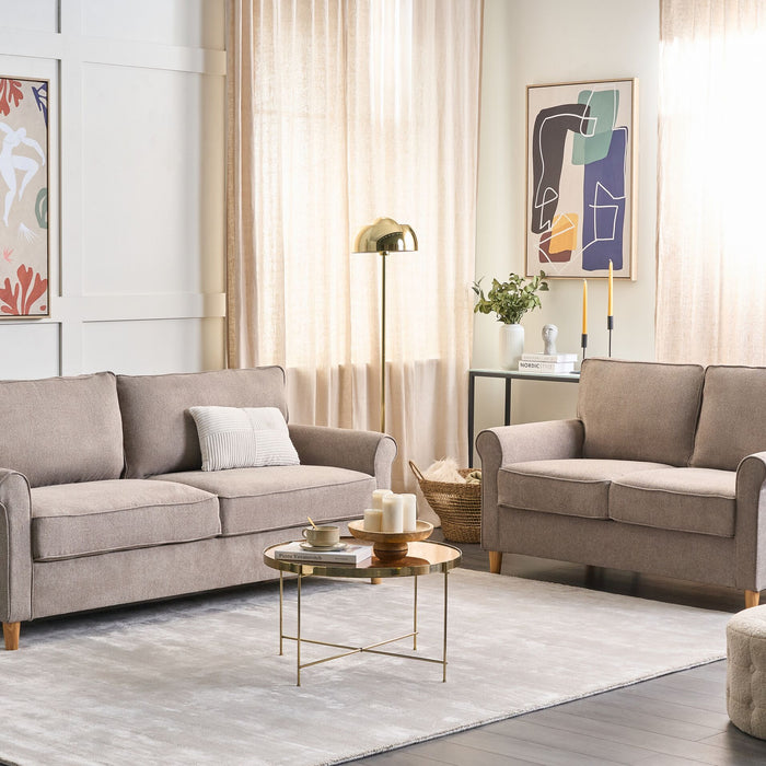 Beliani - RONNEBY - Woonkamerset - Lichtbruin - Polyester