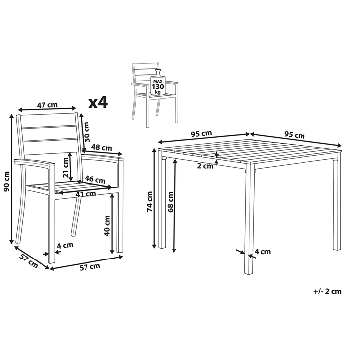 Beliani - PRATO - Tuinset voor 4 - Lichthout - Kunsthout
