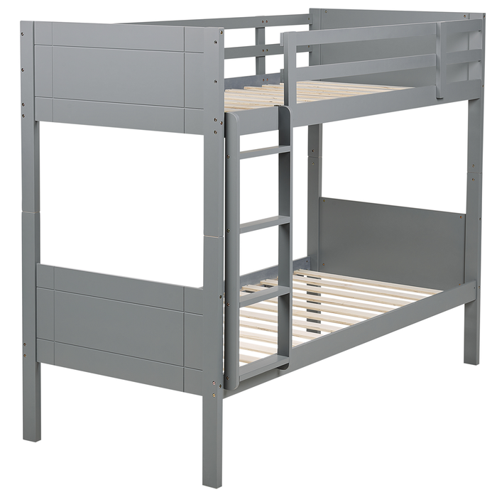 Beliani - MAULDE - Stapelbed - Grijs - 90 x 200 cm - Rubberhout