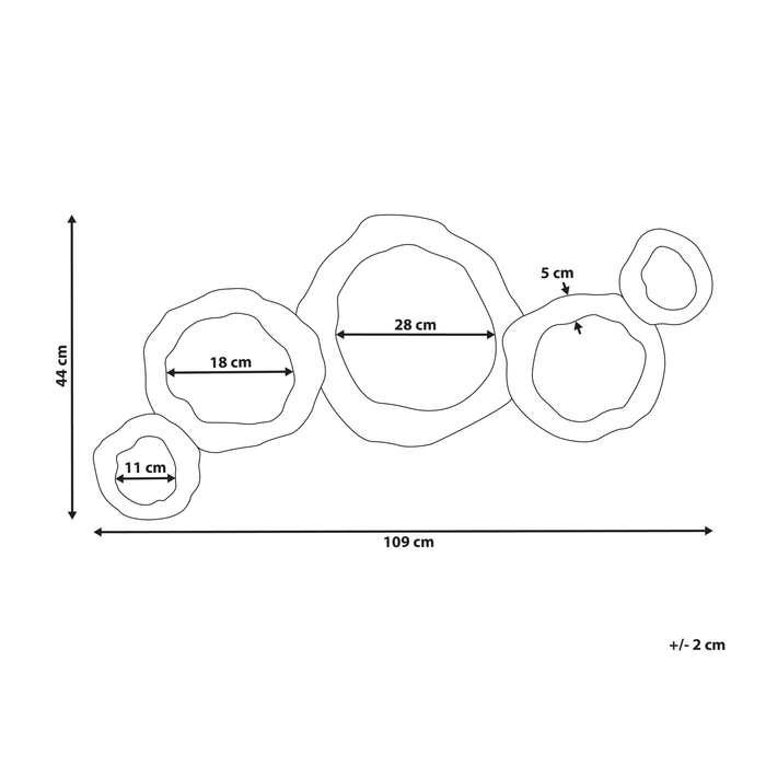Beliani - CHARNY - Wandspiegel - Goud|Zwart - 109 x 44 cm - Metaal
