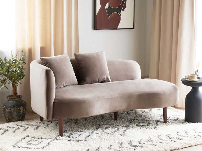Beliani - CHAUMONT - Chaise longue - Taupe - Linkerzijde - Fluweel