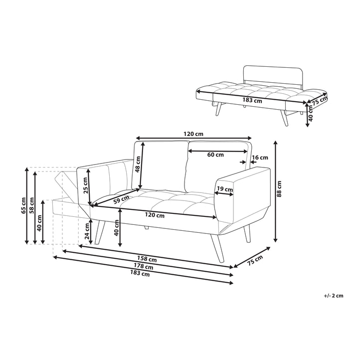 Beliani - BREKKE - Slaapbank - Donkerblauw - Polyester