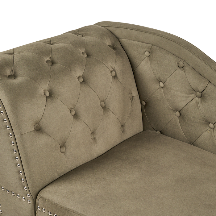 Beliani - NIMES - Chaise longue - Olijfgroen - Linkerzijde - Fluweel