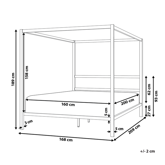 Beliani - LESTARDS - Hemelbed - Zwart - 160 x 200 cm - Staal