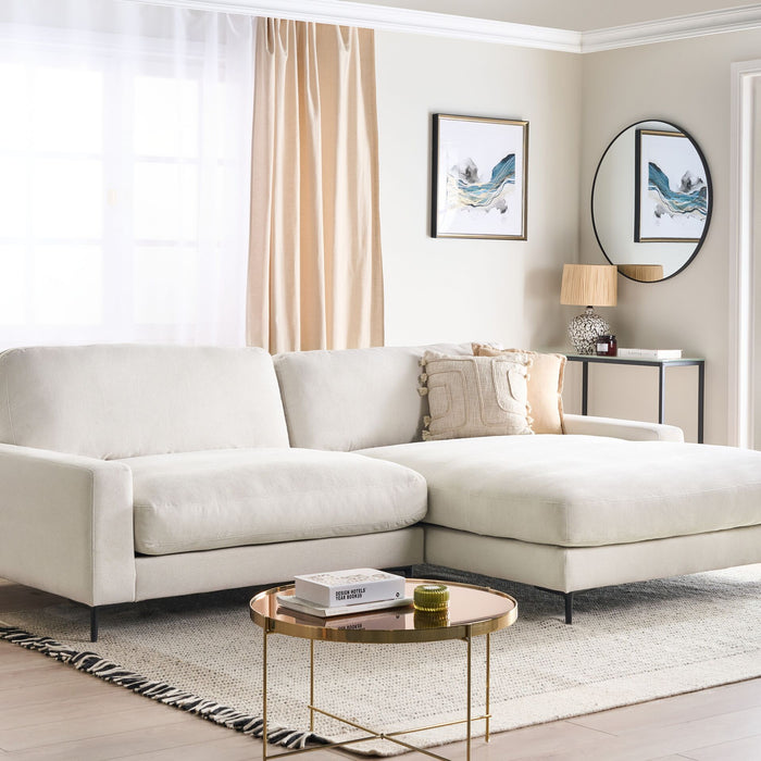 Beliani - MALOY - Hoekbank - Gebroken wit - Linkszijdig - Polyester