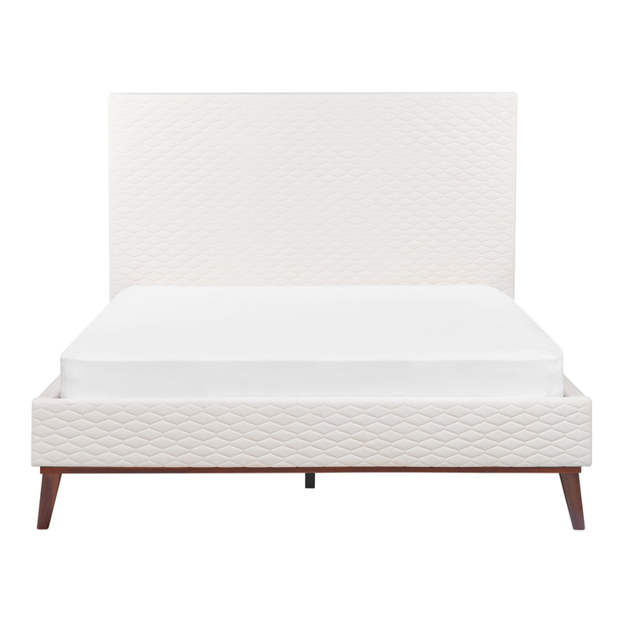 Beliani-BAYONNE-Tweepersoonsbed-Gebroken wit-140 x 200 cm-Fluweel