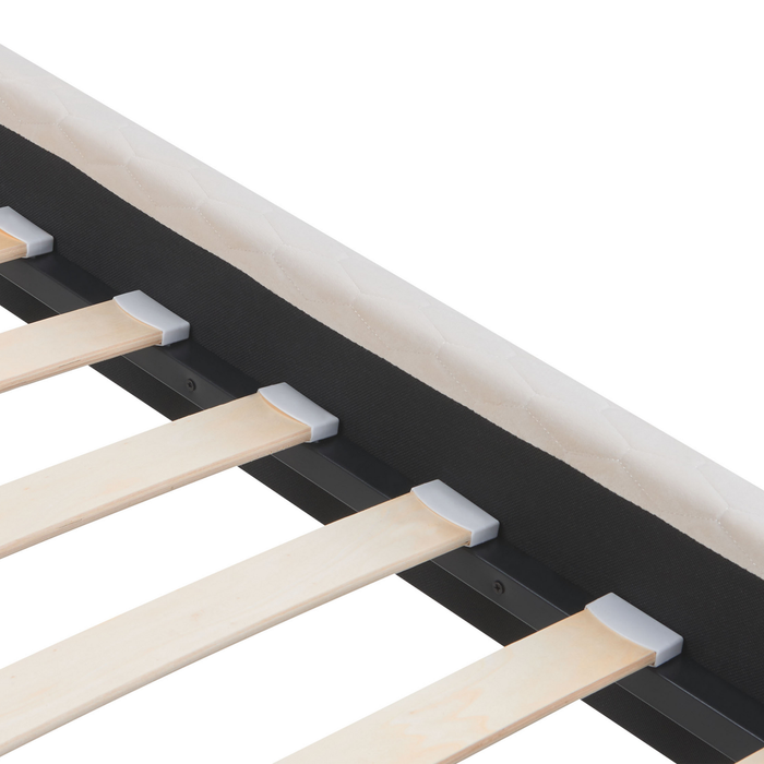 Beliani-BAYONNE-Tweepersoonsbed-Gebroken wit-140 x 200 cm-Fluweel