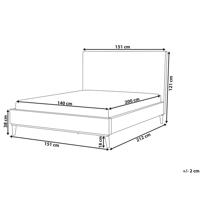 Beliani-BAYONNE-Tweepersoonsbed-Gebroken wit-140 x 200 cm-Fluweel
