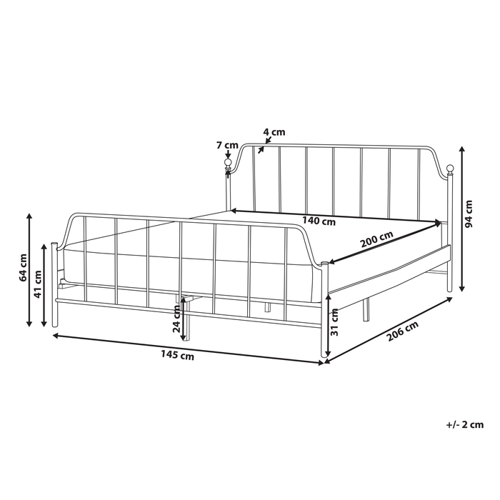 Beliani - MAURESSAC - Tweepersoonsbed - Wit - 140 x 200 cm - Metaal