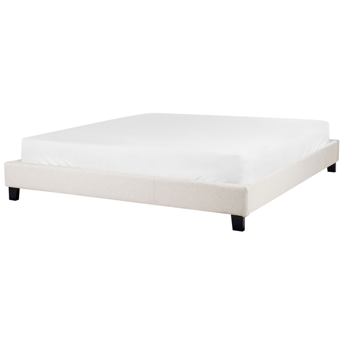 Beliani-ROANNE -Tweepersoonsbed-Lichtbeige-180 x 200 cm-Polyester