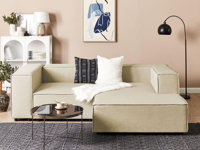 Beliani - APRICA - Tweezitsbank - Beige - Linkerzijde - Linnen