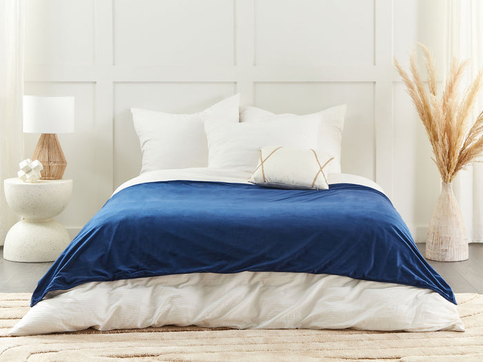 Beliani-RHEA-Verzwaringsdeken hoes-Marineblauw-135 x 200 cm-Polyester