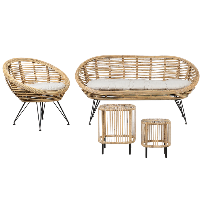 Beliani - MARATEA| CESENATICO - Loungeset 3-zits - Lichtbeige - Rotan
