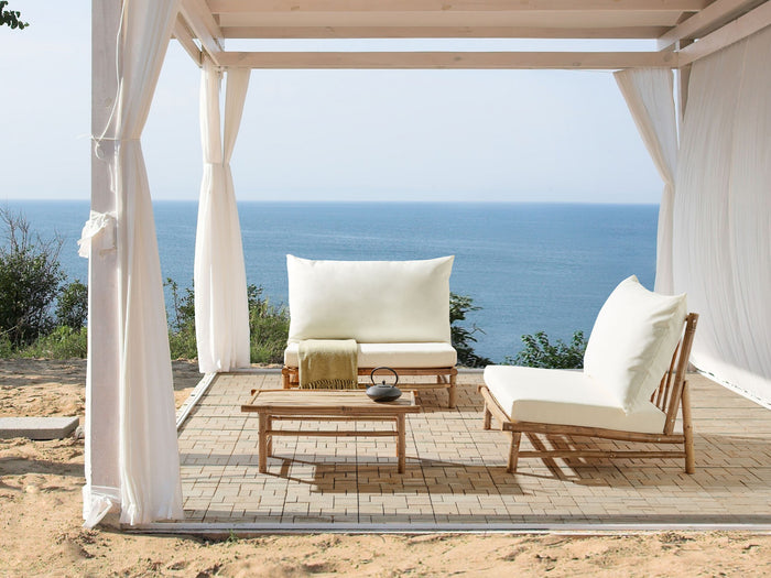 Beliani - TODI - Loungeset voor 2 - Lichthout|Wit - Bamboe