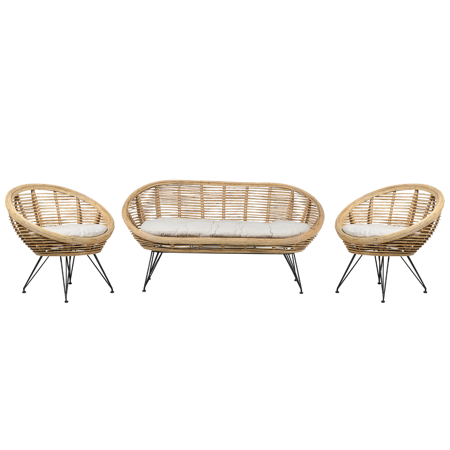 Beliani - MARATEA - Loungeset 4-zits - Lichtbeige - Rotan