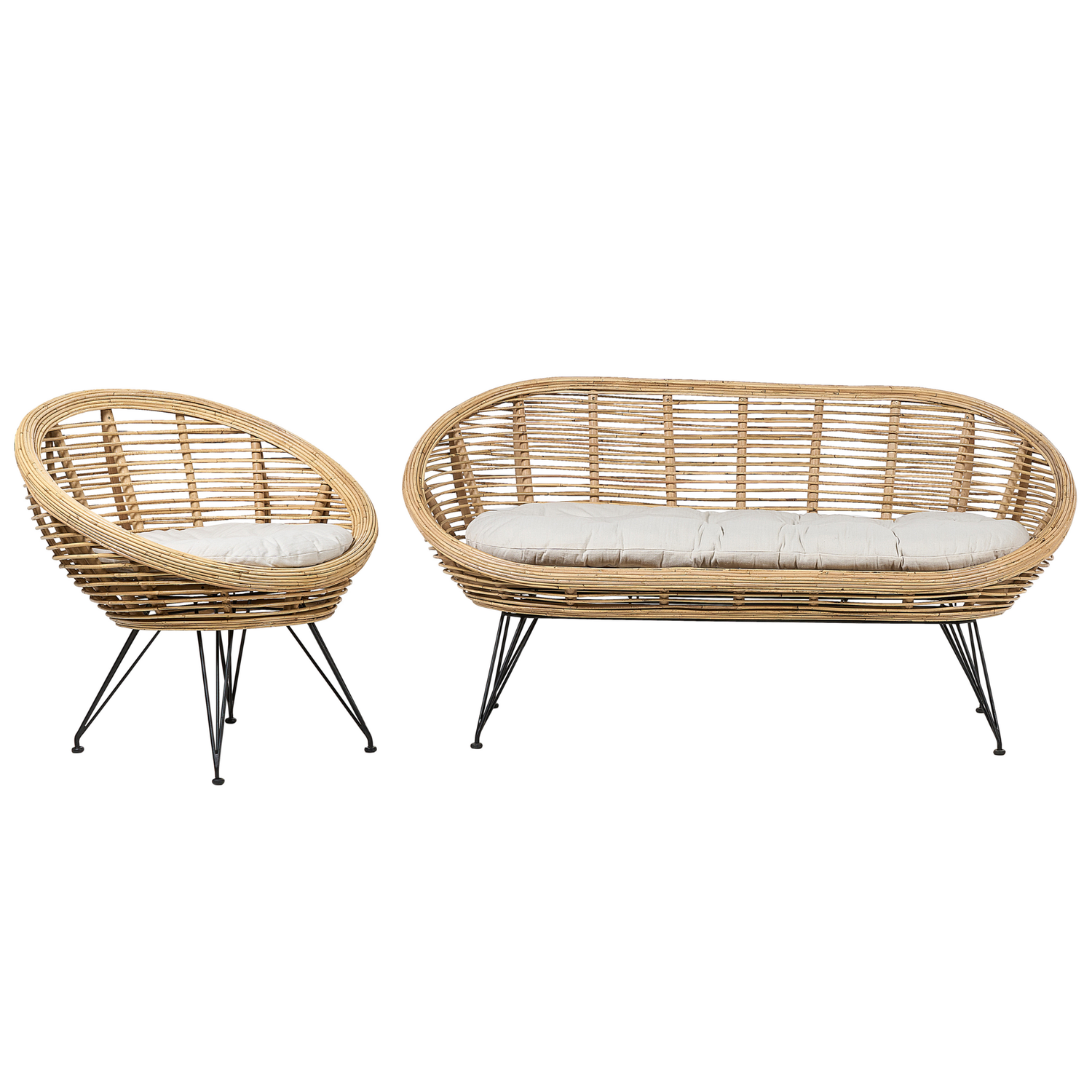 Beliani - MARATEA - Loungeset - Lichtbeige - Rotan