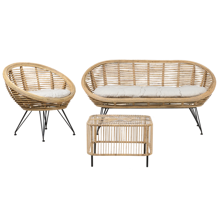 Beliani - MARATEA| CESENATICO - Loungeset - Lichtbeige - Rotan