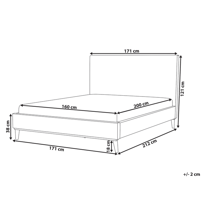 Beliani-BAYONNE-Tweepersoonsbed-Gebroken wit-160 x 200 cm-Fluweel