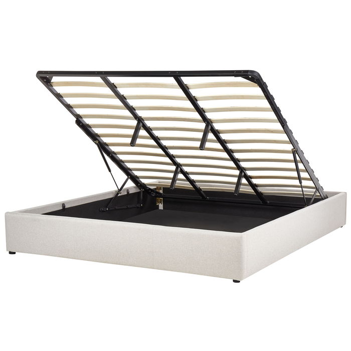 Beliani-DINAN-Tweepersoonsbed-Lichtbeige-180 x 200 cm-Polyester