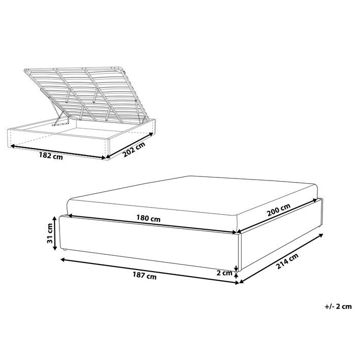 Beliani-DINAN-Tweepersoonsbed-Lichtbeige-180 x 200 cm-Polyester