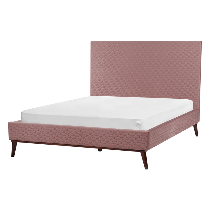 Beliani - BAYONNE - Tweepersoonsbed - Roze - 140 x 200 cm - Fluweel