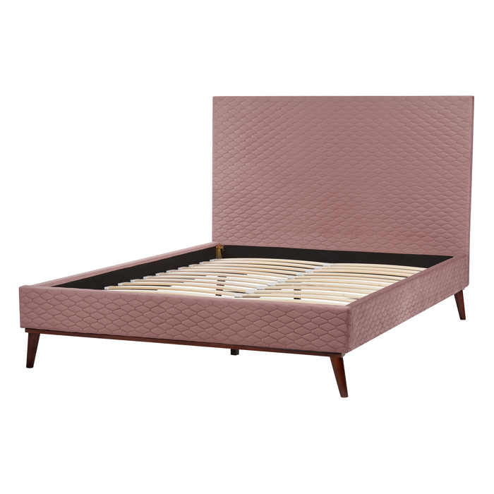 Beliani - BAYONNE - Tweepersoonsbed - Roze - 140 x 200 cm - Fluweel