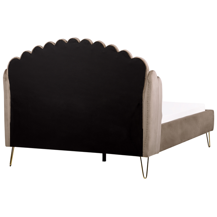 Beliani - AMBILLOU - Tweepersoonsbed - Taupe - 140 x 200 cm - Fluweel