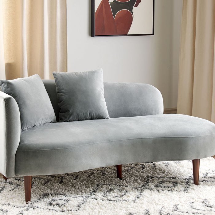 Beliani-CHAUMONT-Chaise longue-Lichtgrijs-Linkerzijde- Fluweel