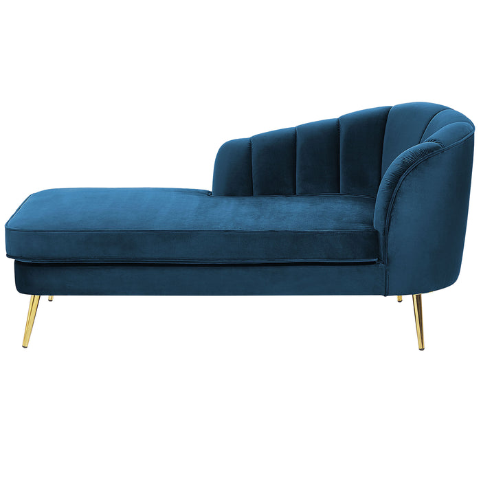Beliani-ALLIER-Chaise longue-Marineblauw-Rechterzijde-Fluweel