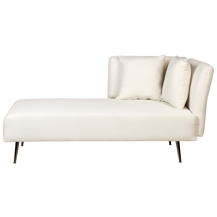 Beliani - RIOM - Chaise longue - Gebroken wit - Rechtszijdig - Stof