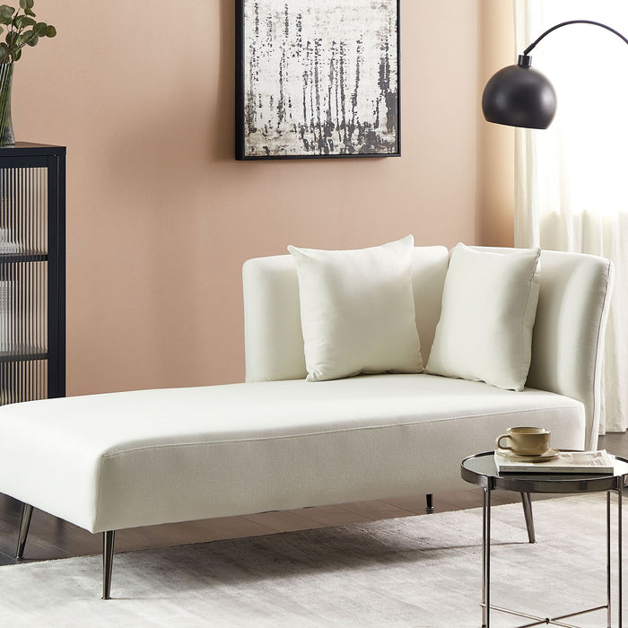 Beliani - RIOM - Chaise longue - Gebroken wit - Rechtszijdig - Stof