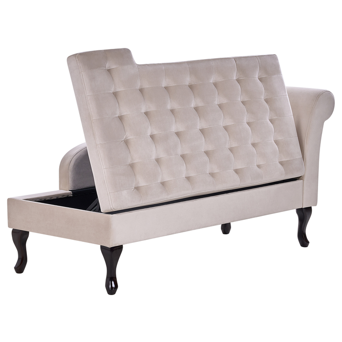 Beliani - PESSAC - Chaise longue - Lichtbeige - Rechterzijde - Fluweel