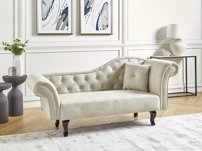Beliani-LATTES II-Chaise longue-Lichtbeige-Rechterzijde-Fluweel