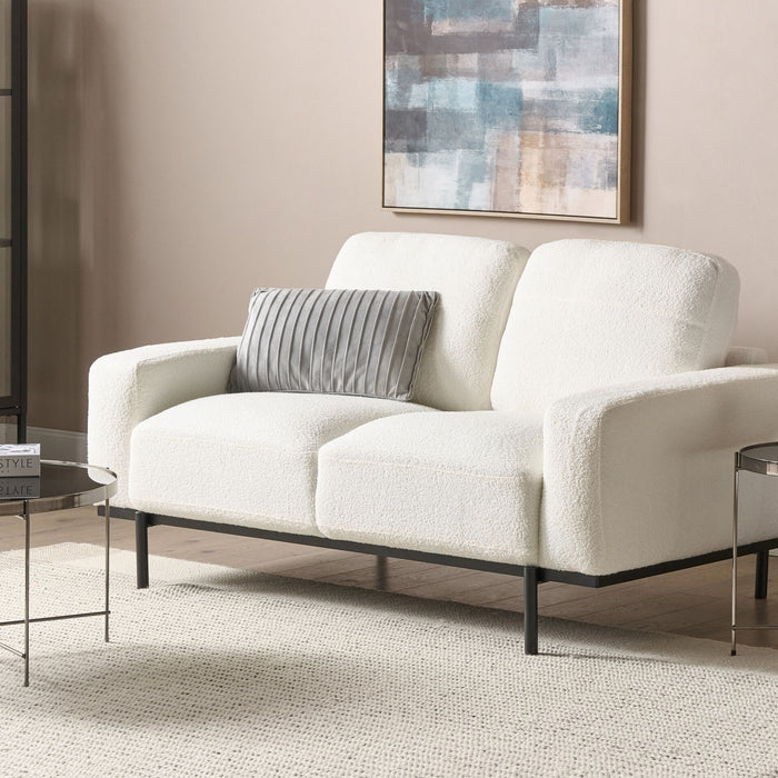 Beliani - SOVIK - Tweezitsbank - Gebroken wit - Bouclé