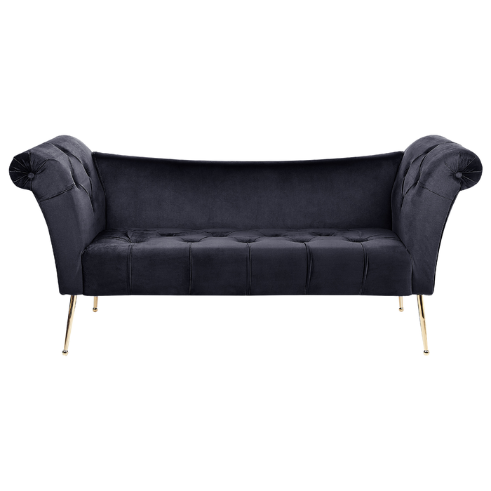 Beliani - NANTILLY - Chaise longue - Zwart - Fluweel