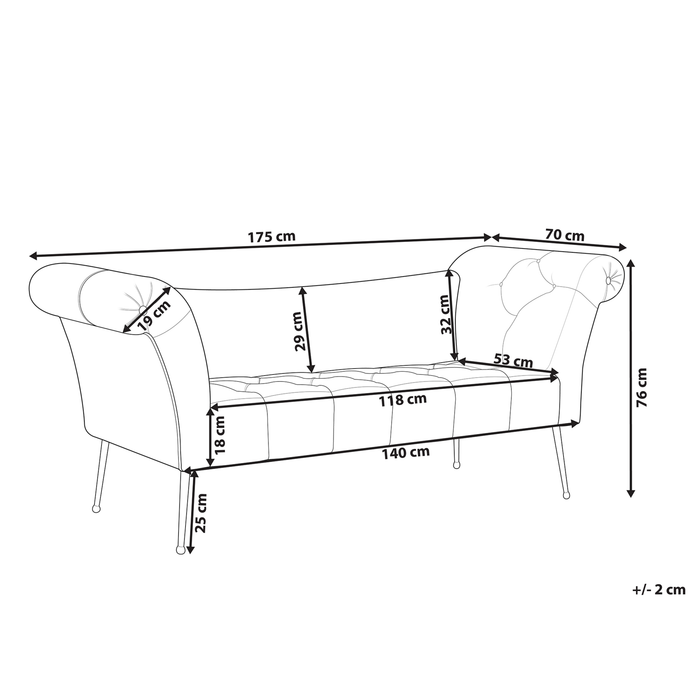 Beliani - NANTILLY - Chaise longue - Zwart - Fluweel