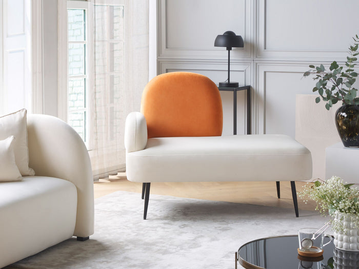 Beliani - ARCEY - Chaise longue - Gebroken wit - Linkszijdig - Fluweel