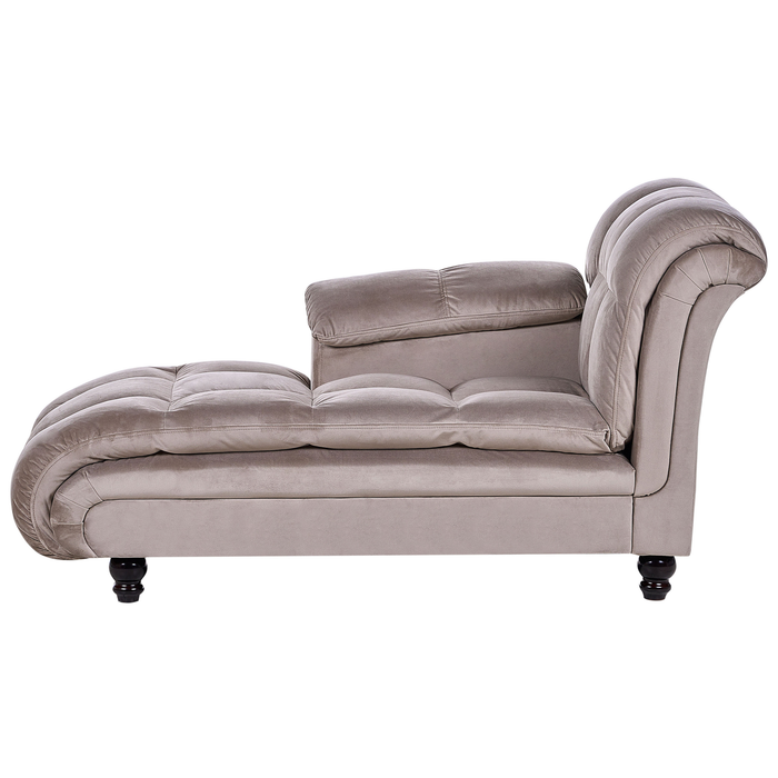 Beliani - LORMONT - Chaise longue - Taupe - Rechterzijde - Fluweel