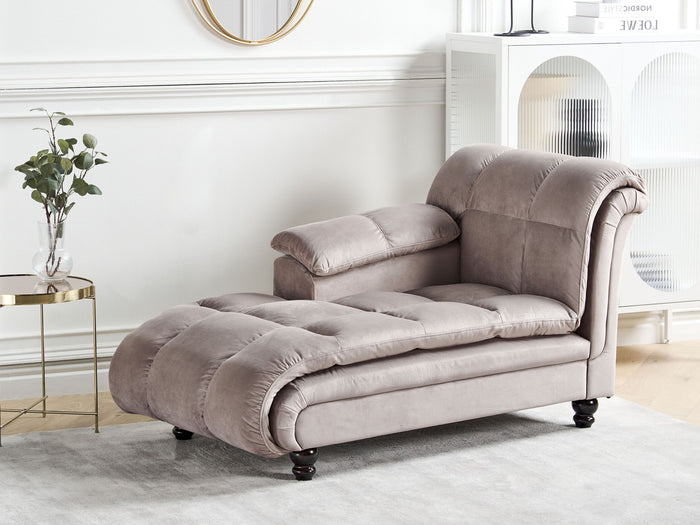 Beliani - LORMONT - Chaise longue - Taupe - Rechterzijde - Fluweel
