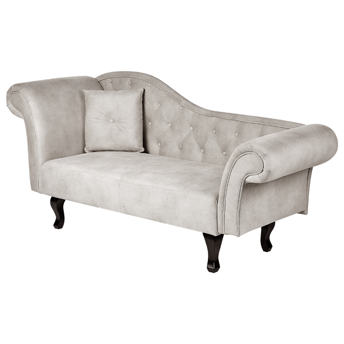 Beliani - LATTES II - Chaise longue - Taupe - Linkerzijde - Fluweel
